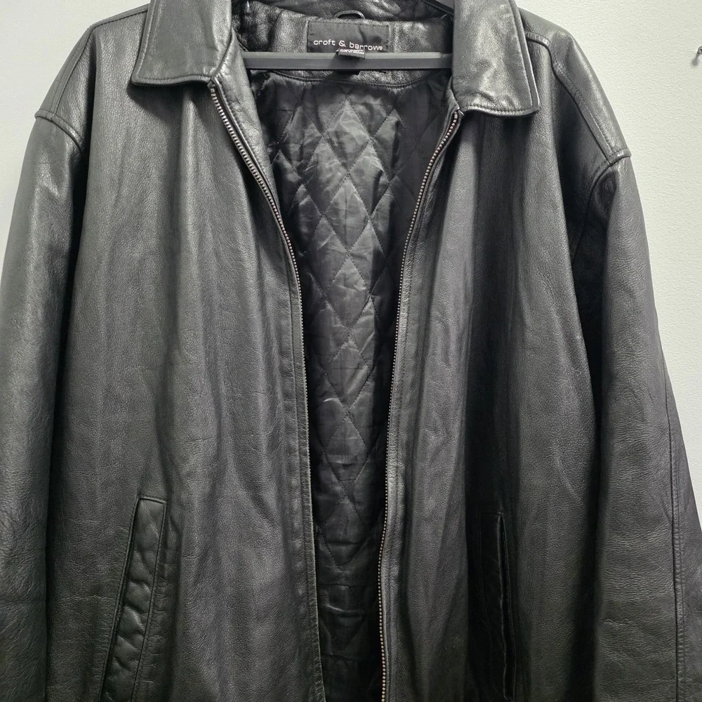 Croft & Barrow Jacket Mens XXLT Genuine Leather Bomber Quilted Lined‎ Classic